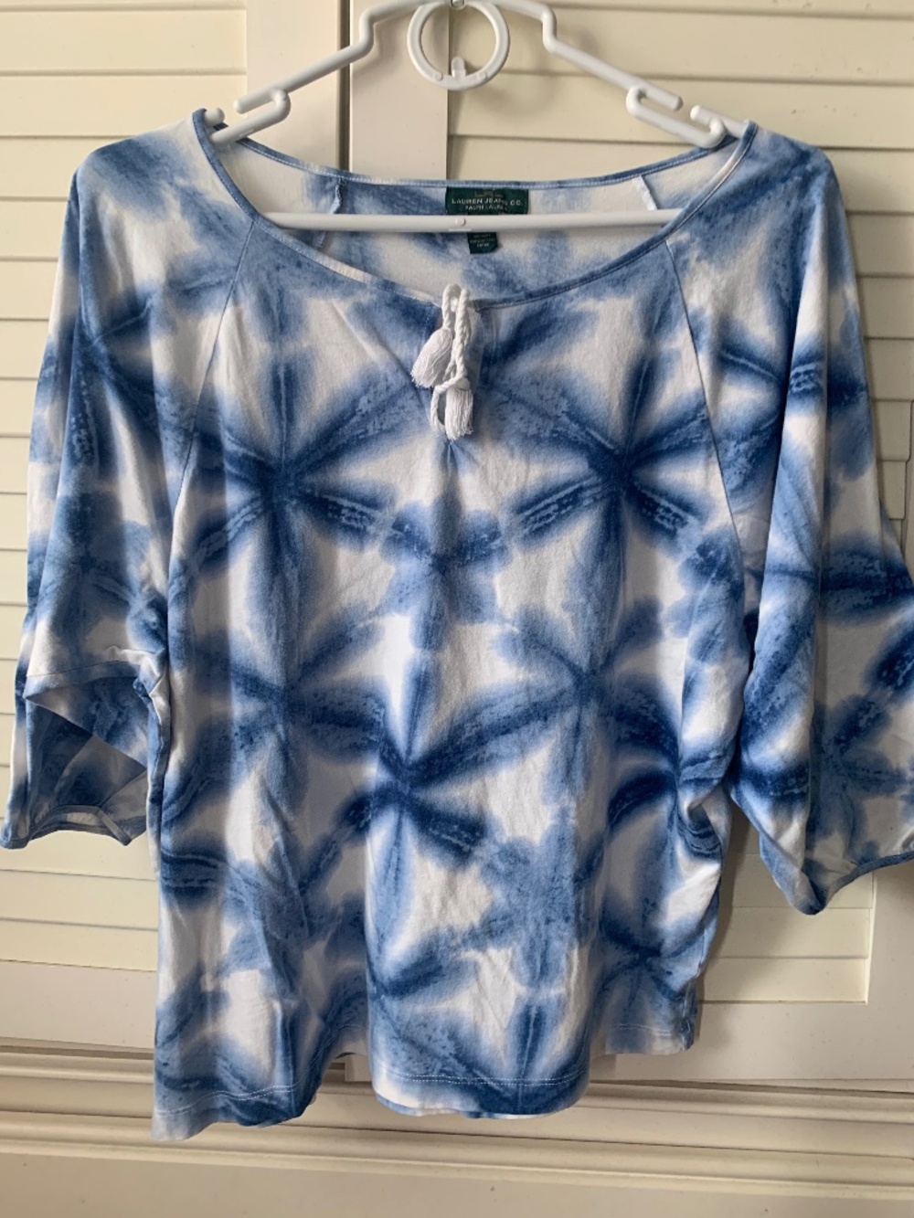 LRL LAUREN JEANS CO. RALPH LAUREN 3/4 SLEEVE TEE TOP, SIZE M